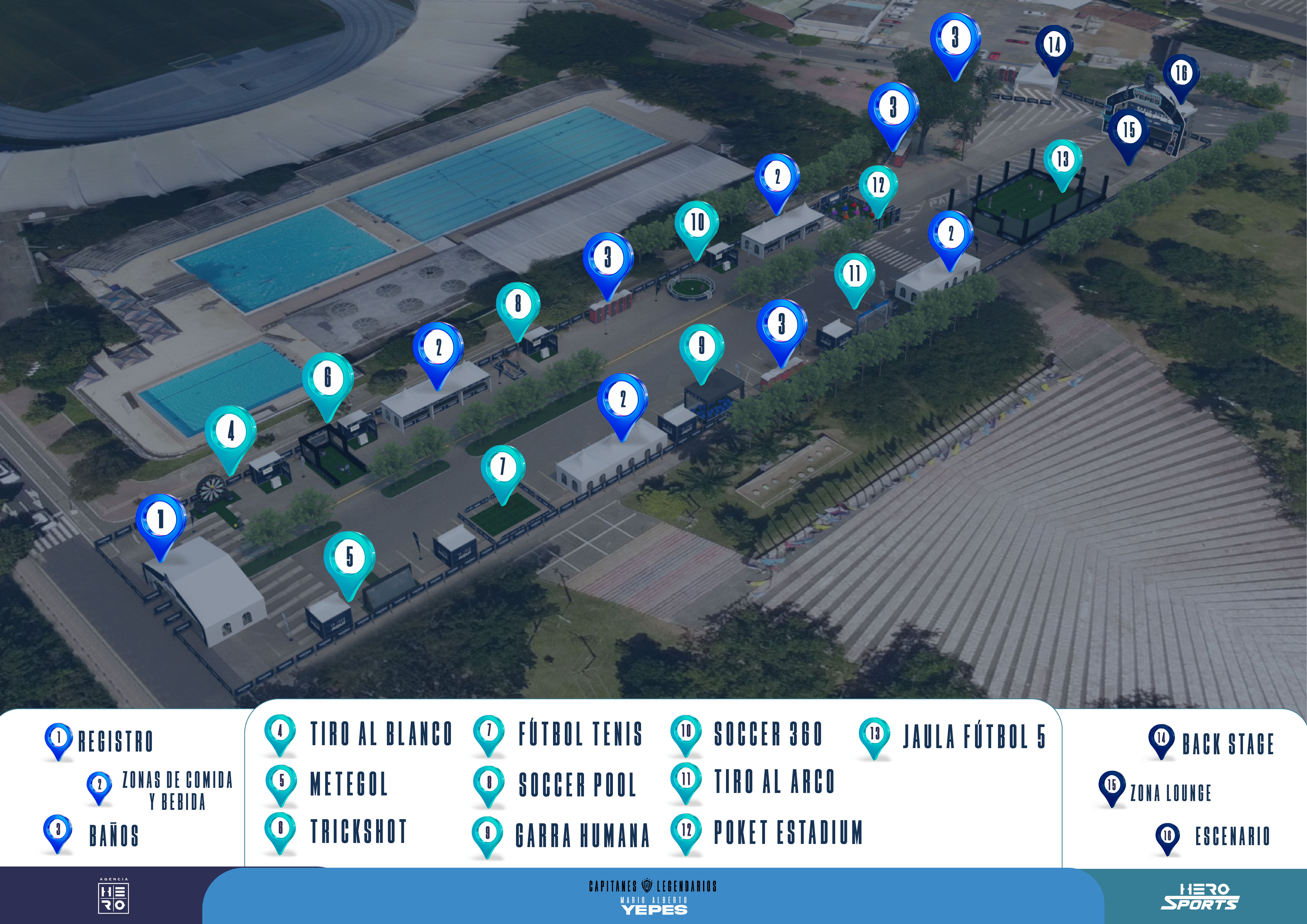 Mapa de la distribución del evento para móvil